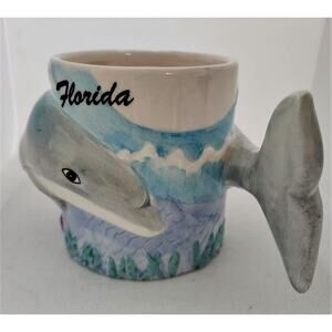 MUG/CUP-3D-Florida-Dolphin-Tail Handle-Ocean-Unique